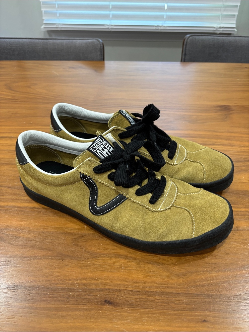 Vans Men’s Mustard Gold Suede Low-Top Sneakers with Black Accents